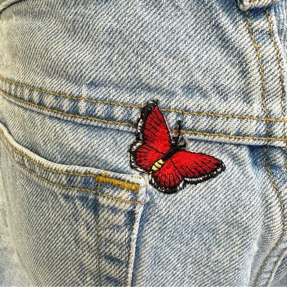 Vintage 90s JG Hook denim jean mom shorts butterfly patches 100% cotton size 14 - Picture 7 of 15